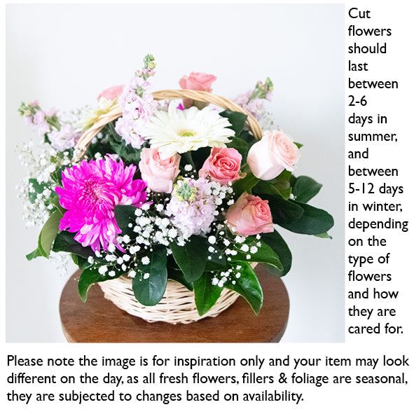 Basket flower arrangement